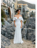 Puff Off Shoulder Sleeve Ivory Lace Wedding Dress